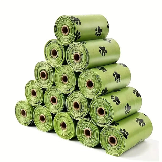 Biodegradable Dog Poop Bags Dog Large Cat Waste Bag Holder Doggie Outdoor Home Clean Bag Dispenser Pet Supplies 15 Bags / Roll